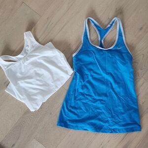 Nike Blue and White Tank Top Duo